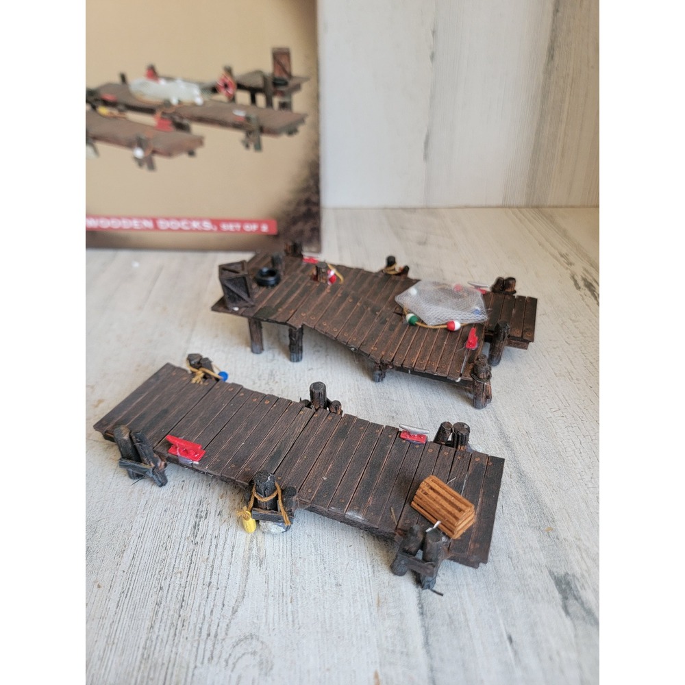 Enchanted Forest wooden dock NEW  boat Xmas accessory set home decor